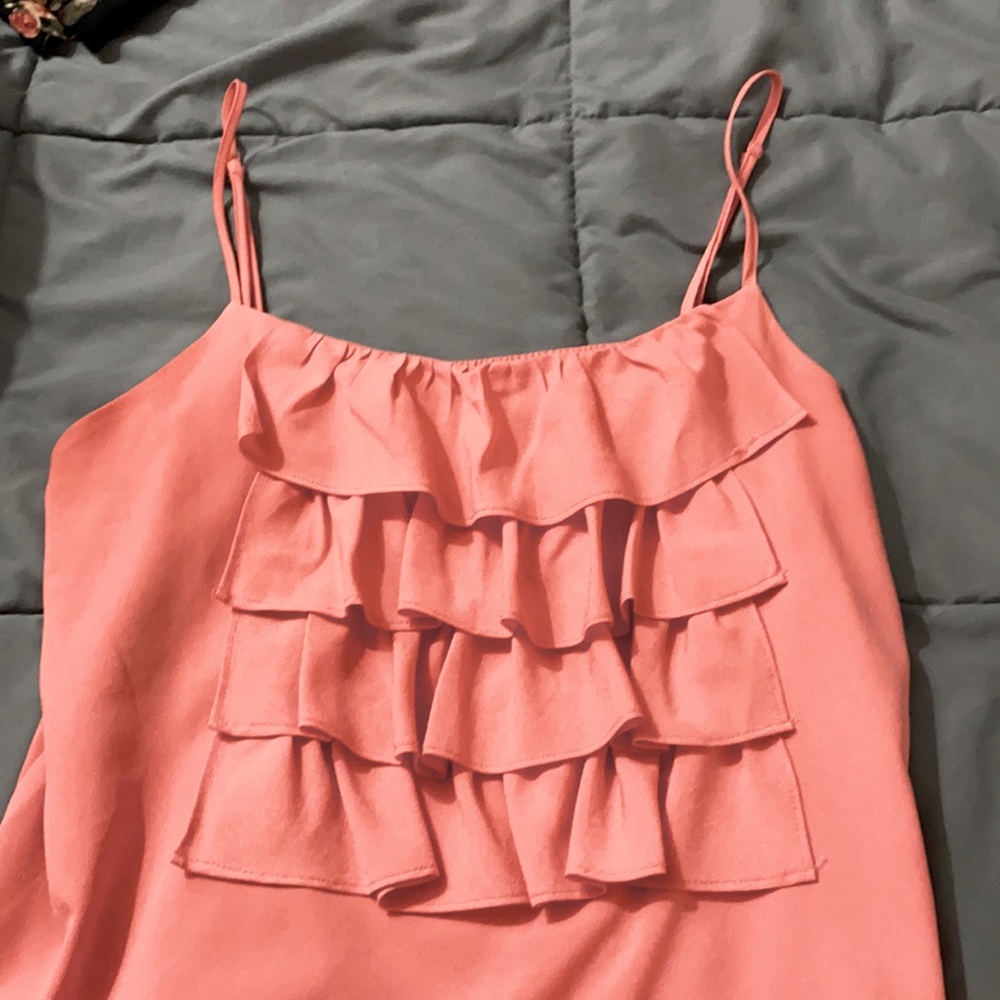 Neon pink ruffle tank